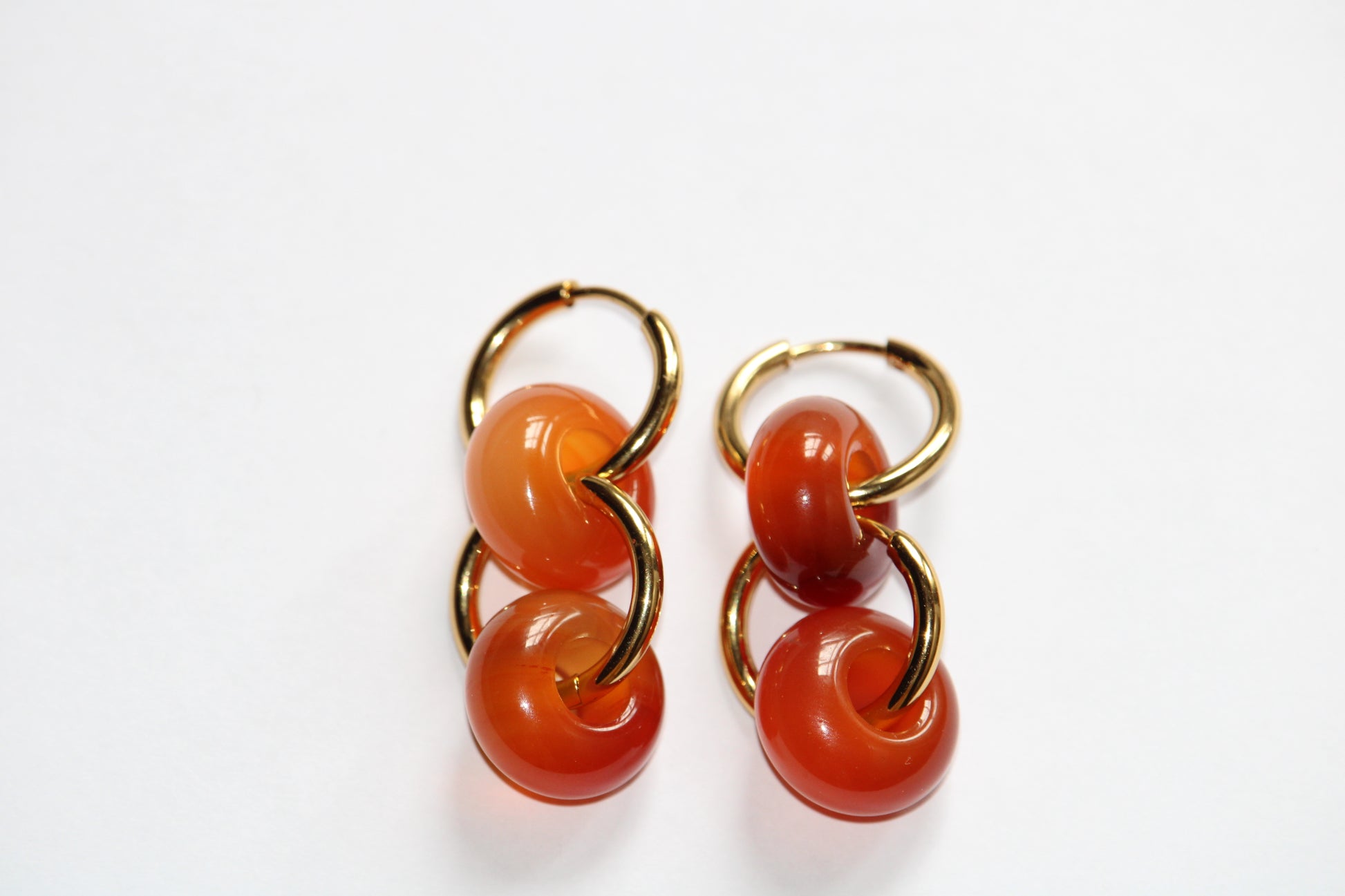Boucles d'oreilles en acier inoxydable et en pierres naturelles de Cornaline ; Boucles d'oreilles en pierres naturelles ; Boucles d'Oreilles en Cornaline