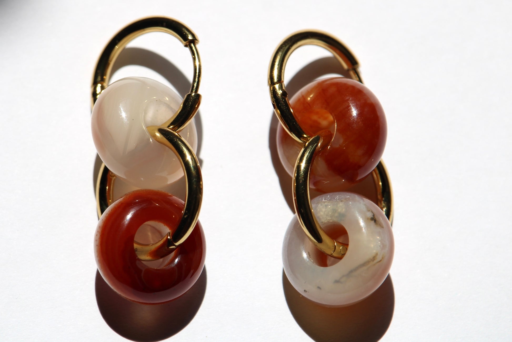 Boucles d'oreilles en acier inoxydable et en pierres naturelles de Cornaline ; Boucles d'oreilles en pierres naturelles ; Boucles d'Oreilles en Cornaline