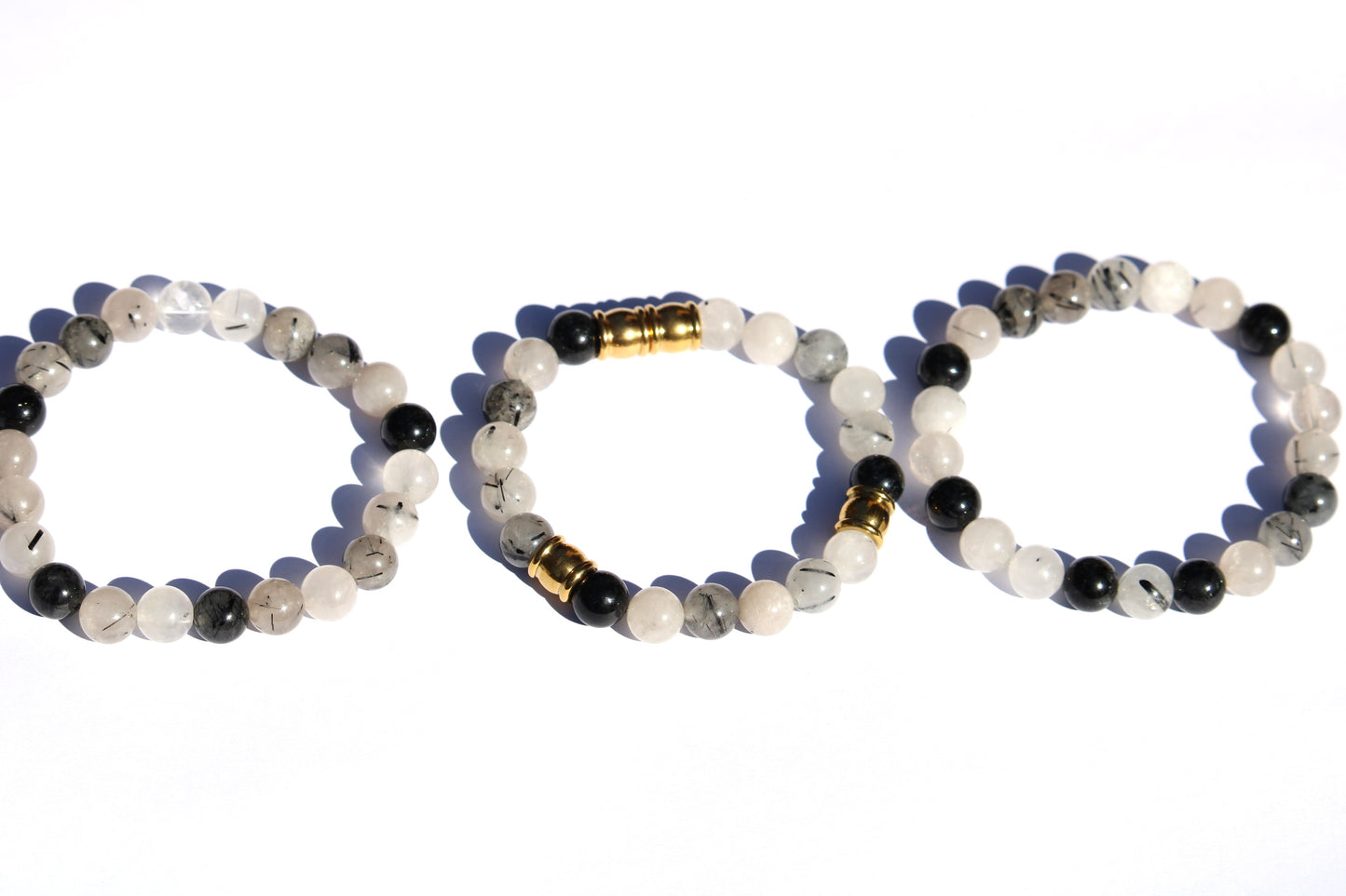 Bracelet Cristal de Roche et Inclusions de Tourmaline Noire