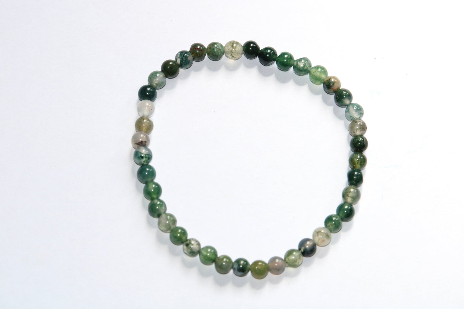 Bracelet agate mousse ; bracelet en pierres naturelles d'agate mousse ; bracelets pierres naturelles