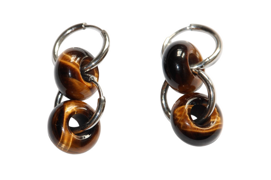 Boucles d'Oreilles en Oeil de Tigre