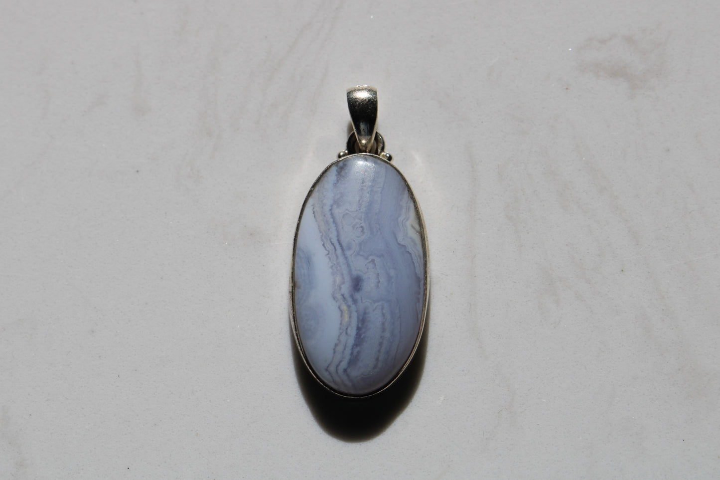 Pendentif Calcédoine Bleue en Argent