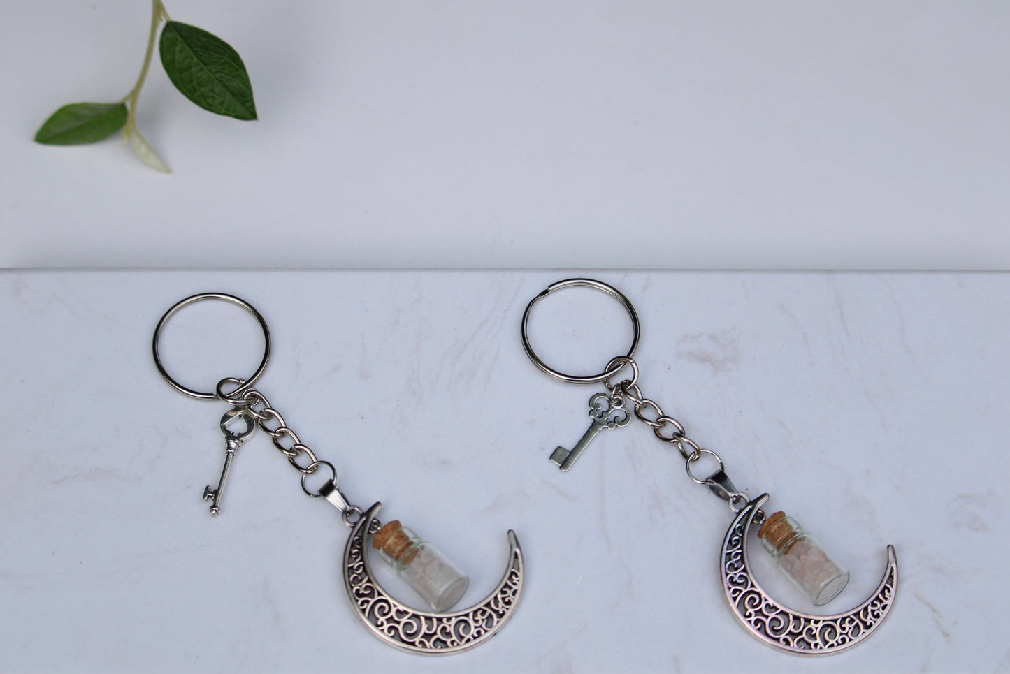Clé de Lune et Quartz Rose