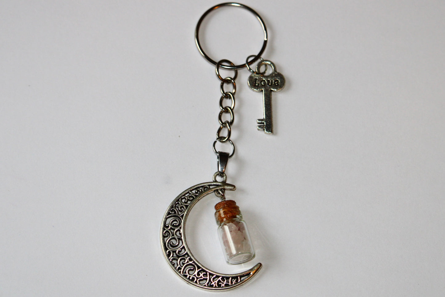 Clé de Lune et Quartz Rose