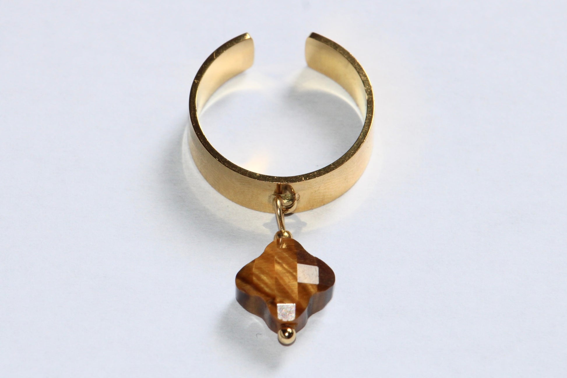 Bague en acier inoxydable et en pierre d'oeil de tigre