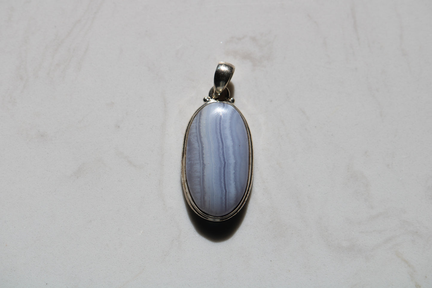 Pendentif Calcédoine Bleue en Argent