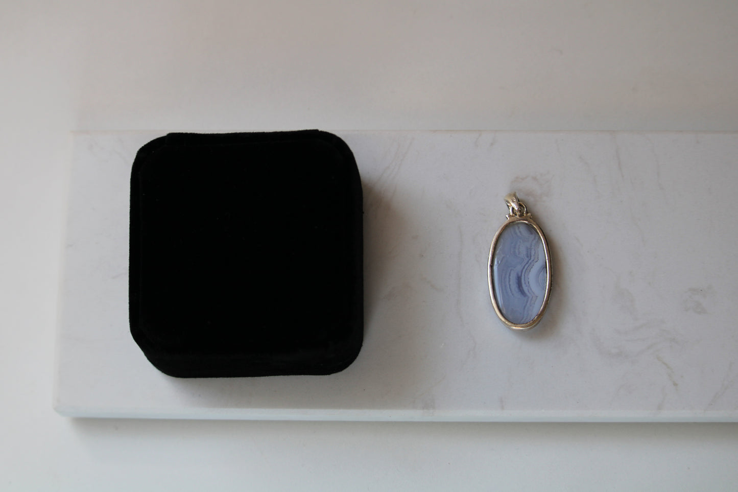 Pendentif Calcédoine Bleue en Argent