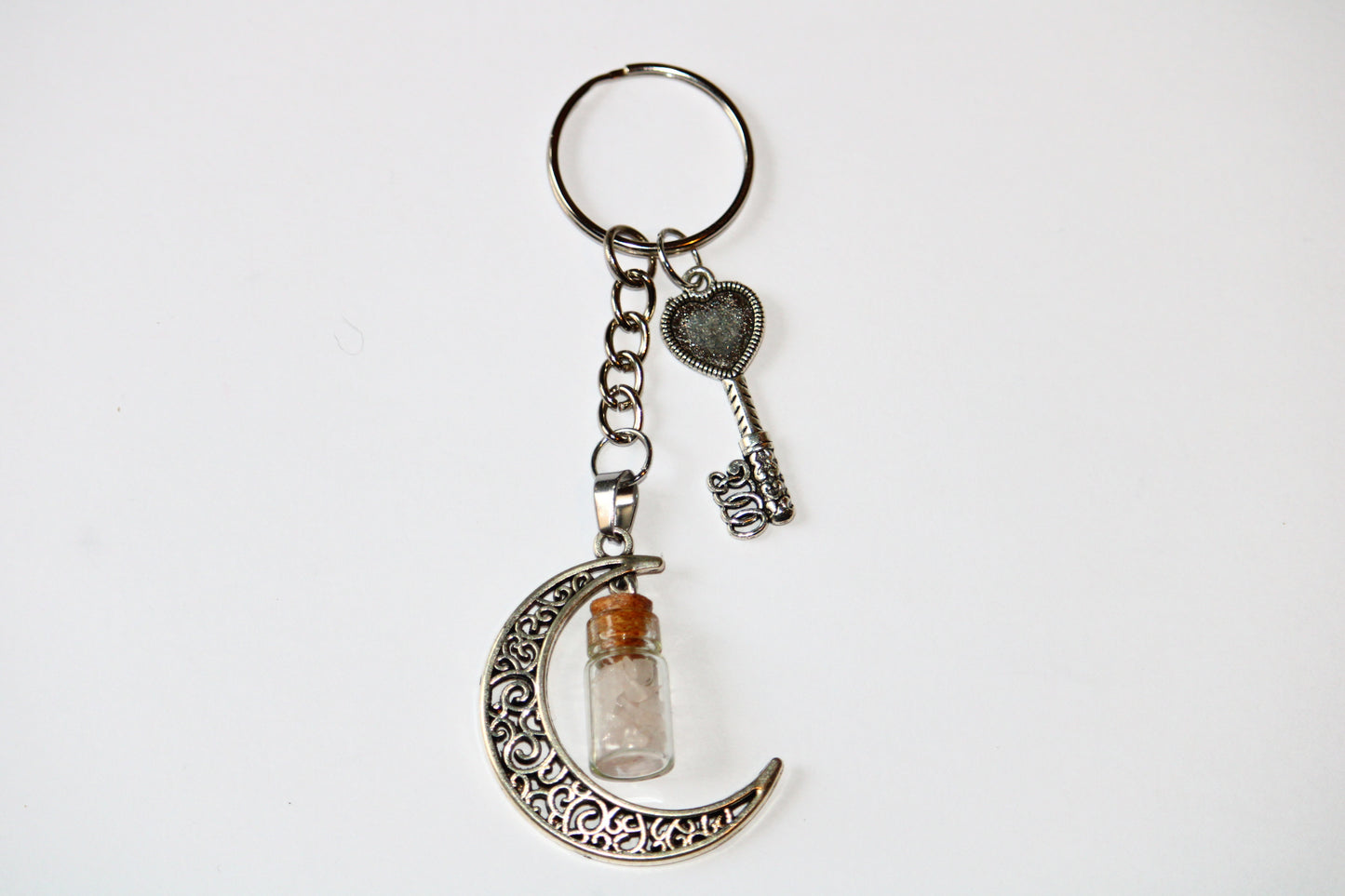 Clé de Lune et Quartz Rose
