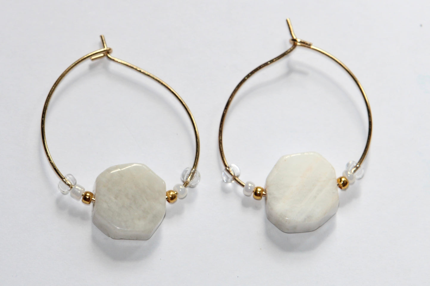 Boucles d'oreilles acier inoxydable et pierre de lune 