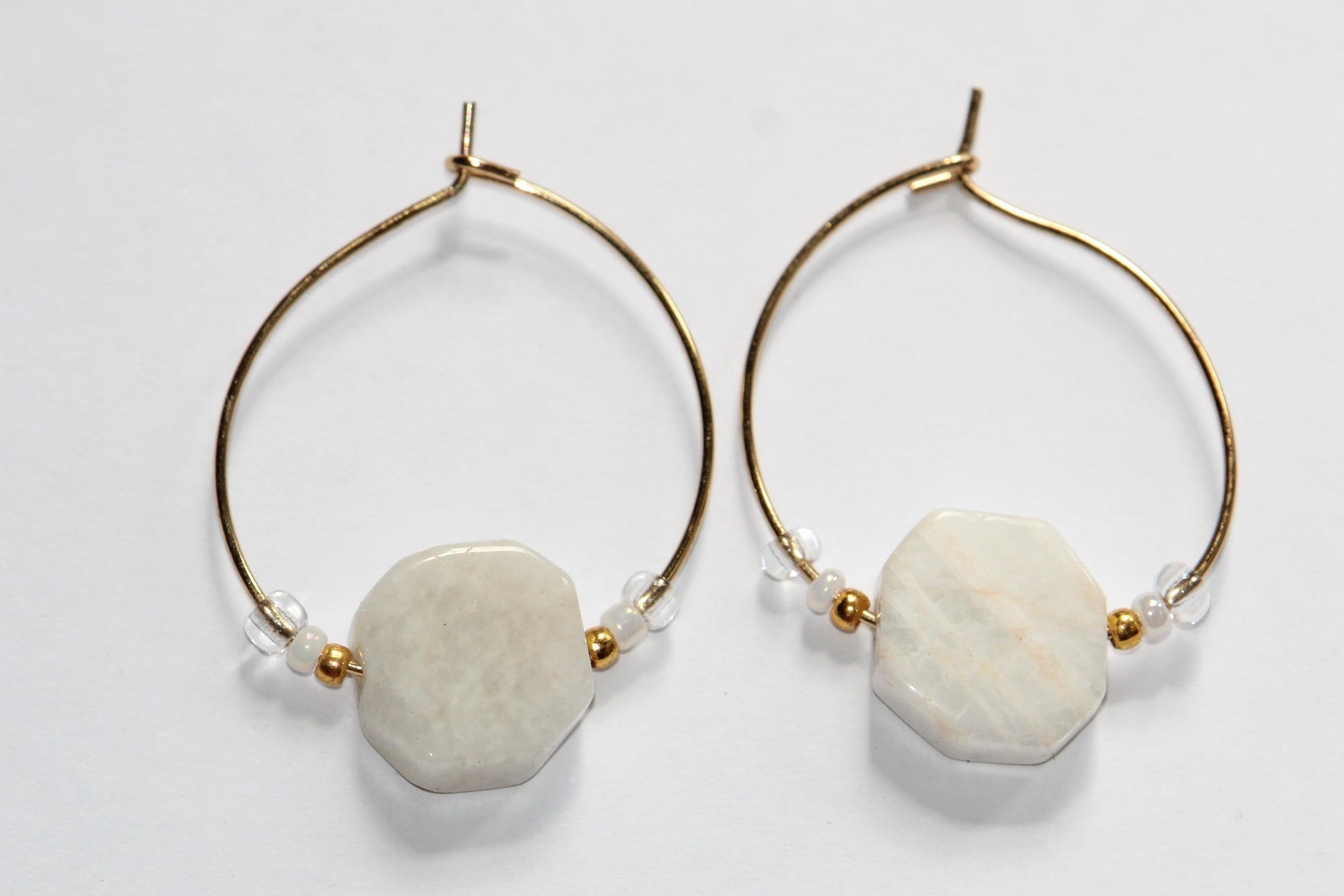 Boucles d'oreilles acier inoxydable et pierre de lune 