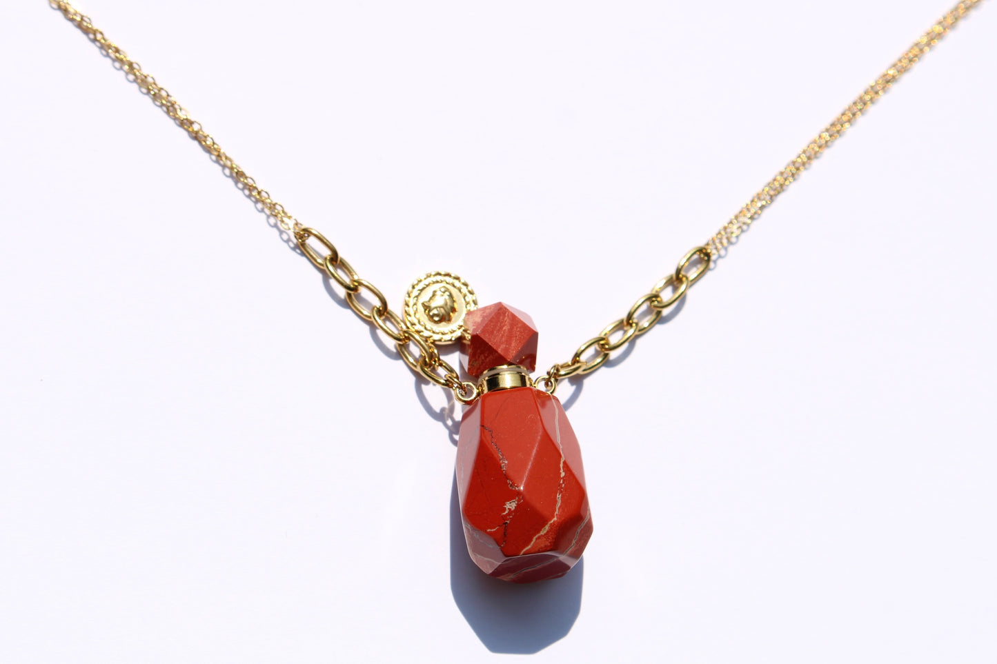 Collier fiole en Jaspe Rouge