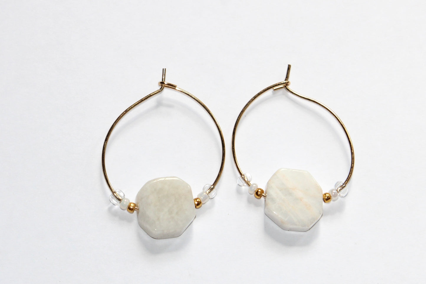 Boucles d'oreilles acier inoxydable et pierre de lune 