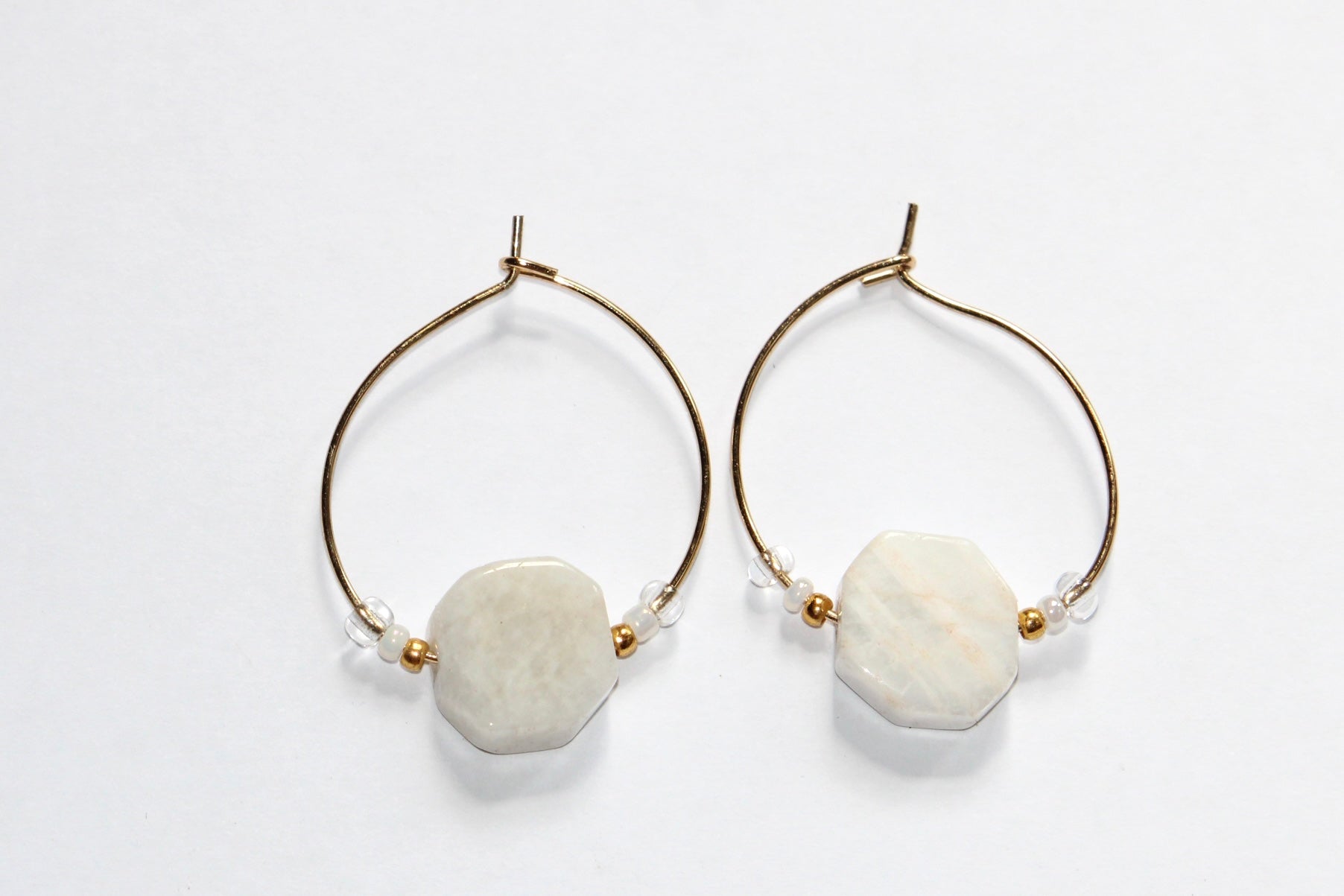 Boucles d'oreilles acier inoxydable et pierre de lune 