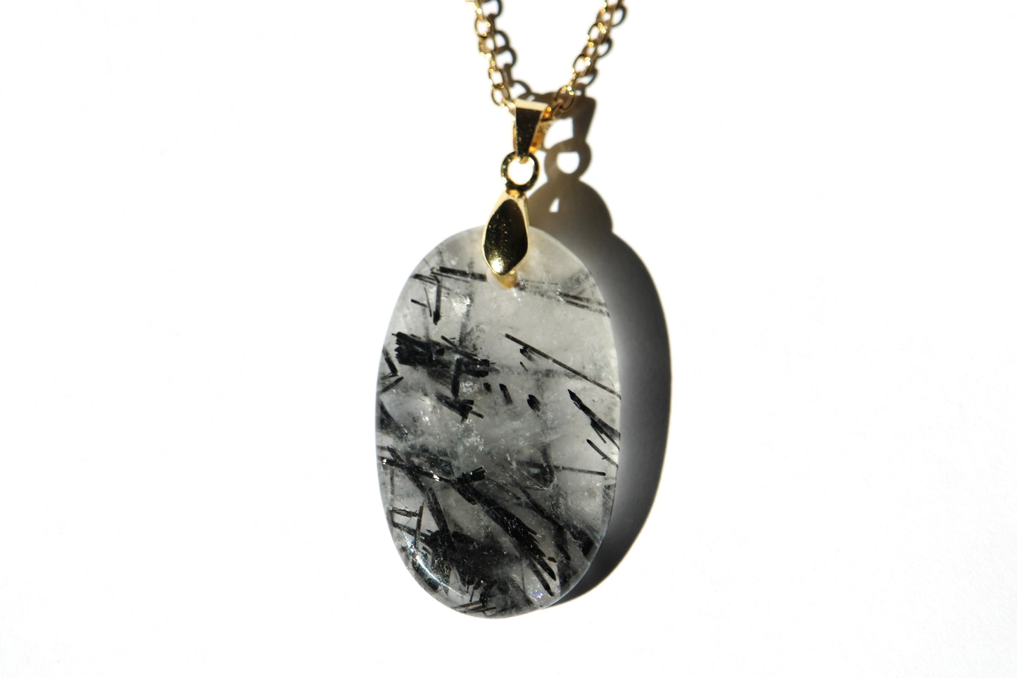 Collier Cristal de Roche et Inclusions de Tourmaline Noire