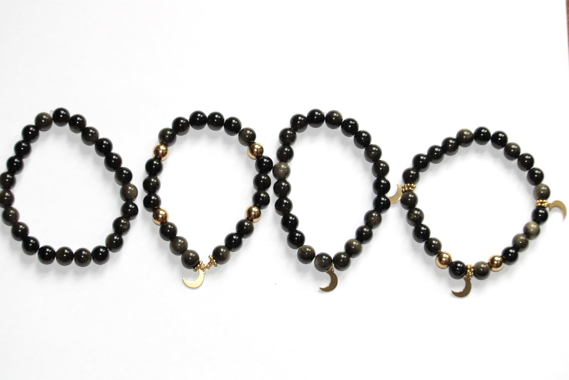 Bracelet obsidienne doré, bracelet pierres naturelles et acier inoxydable, bracelet lithothérapie, bracelet lithotherapie, bracelet obsidienne doré et acier inoxydable