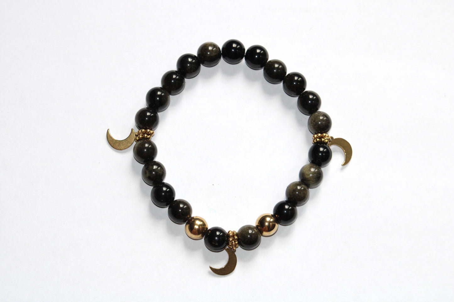 Bracelet en Obsidienne Doré