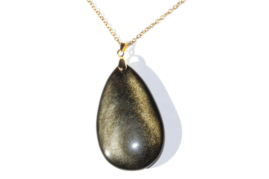 Collier Obsidienne Dorée