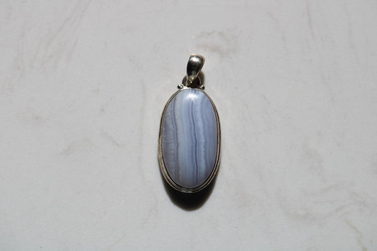 The Blue Chalcedony Pendant in Silver