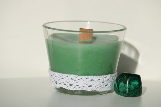 Bougie guérison émotionnelle + malachite ; bougie et pierres naturelles 