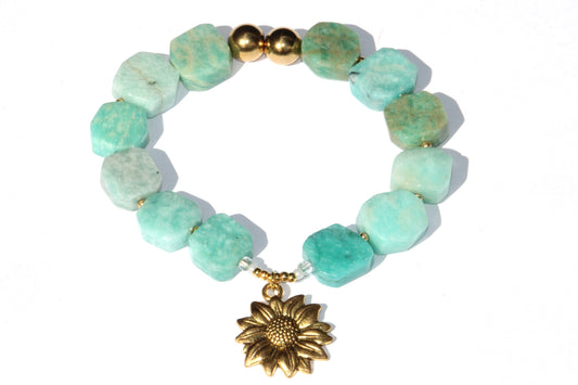 Bracelet Amazonite ; bracelet en pierres naturelles damazonite ; bracelets pierres naturelles 