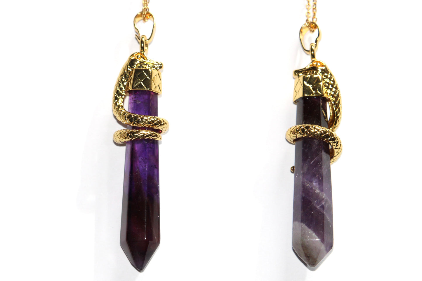 collier en améthyste; collier en amethyste et en acier inoxydable; bijoux en pierre naturelle; collier serpent et améthyste; bijoux en pierre naturelle; bijoux en amethyste; lithotherapie; lithothérapie; signature minérale; signature minerale 